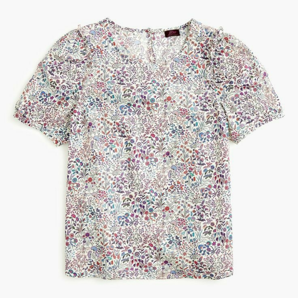 J. Crew Puff Sleeve top in Liberty Shepherdly Song fabric